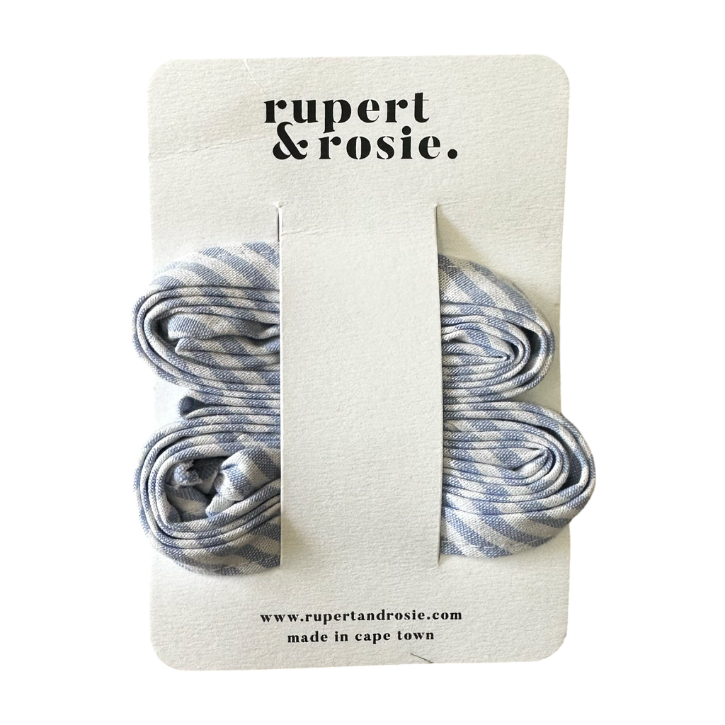 Blue Cotton Stripe Shoelaces