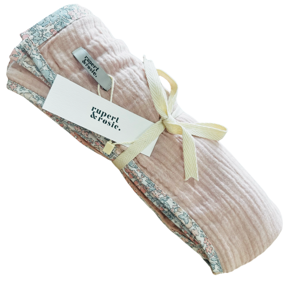 Muslin Blanket - Dusty Pink & Botanists Blossoms