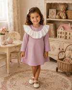 Noah Dress -  White & Floral Frill Long Sleeve