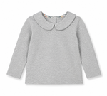 Peter Pan Collar Grey Melange Long Sleeve Tee