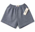 Blue Cotton Heirloom Flare Shorts