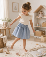 Flora Skirt - Indigo Linen