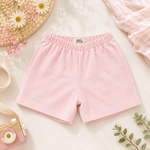 Rosewater Herringbone Cotton Flare Shorts