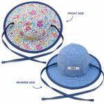 Reversible Sunhat - Floral Garden Liberty & Light Blue Gingham
