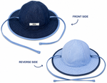Reversible Sunhat - Denim & Blue candy stripe