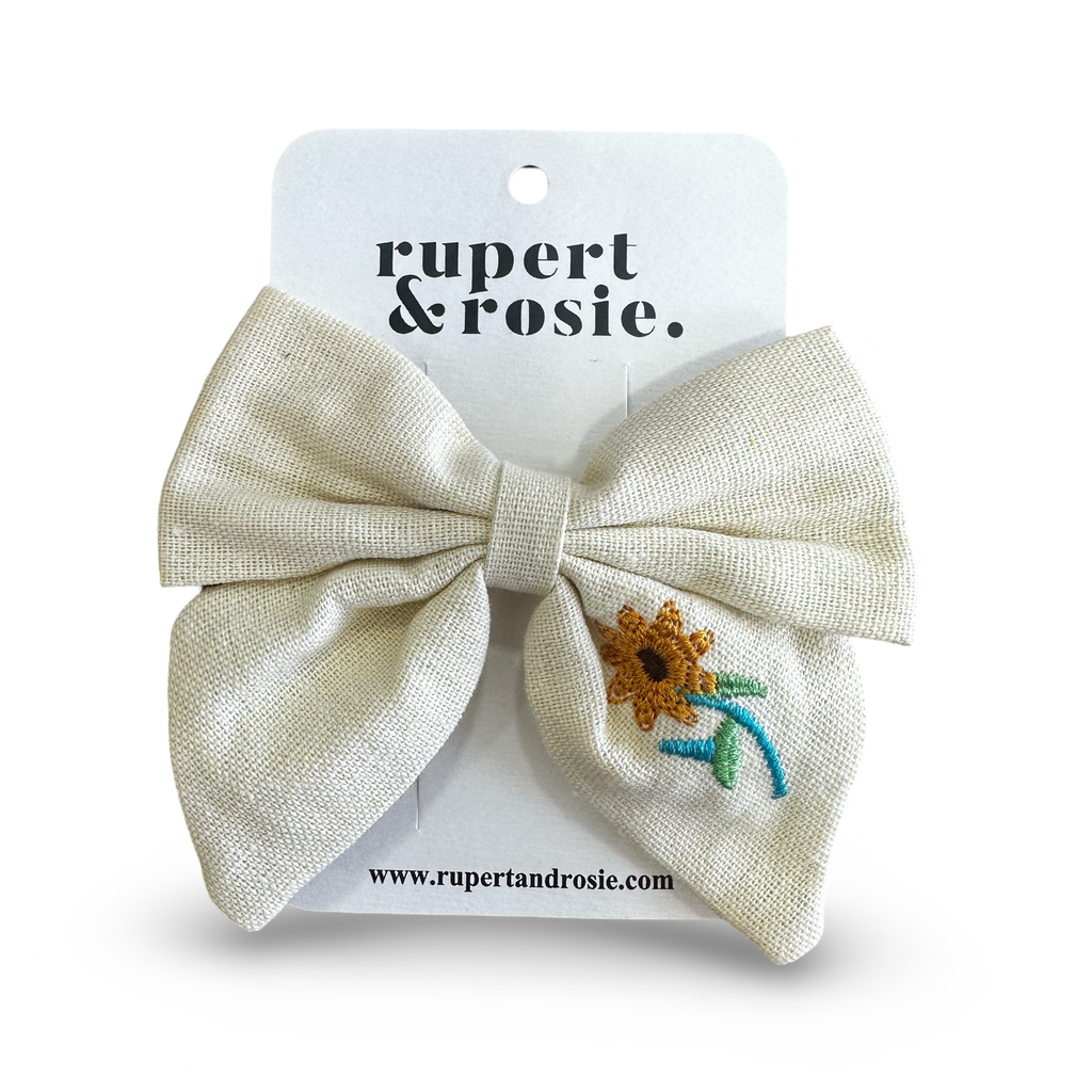 Cream & Sunflower Hair Bow