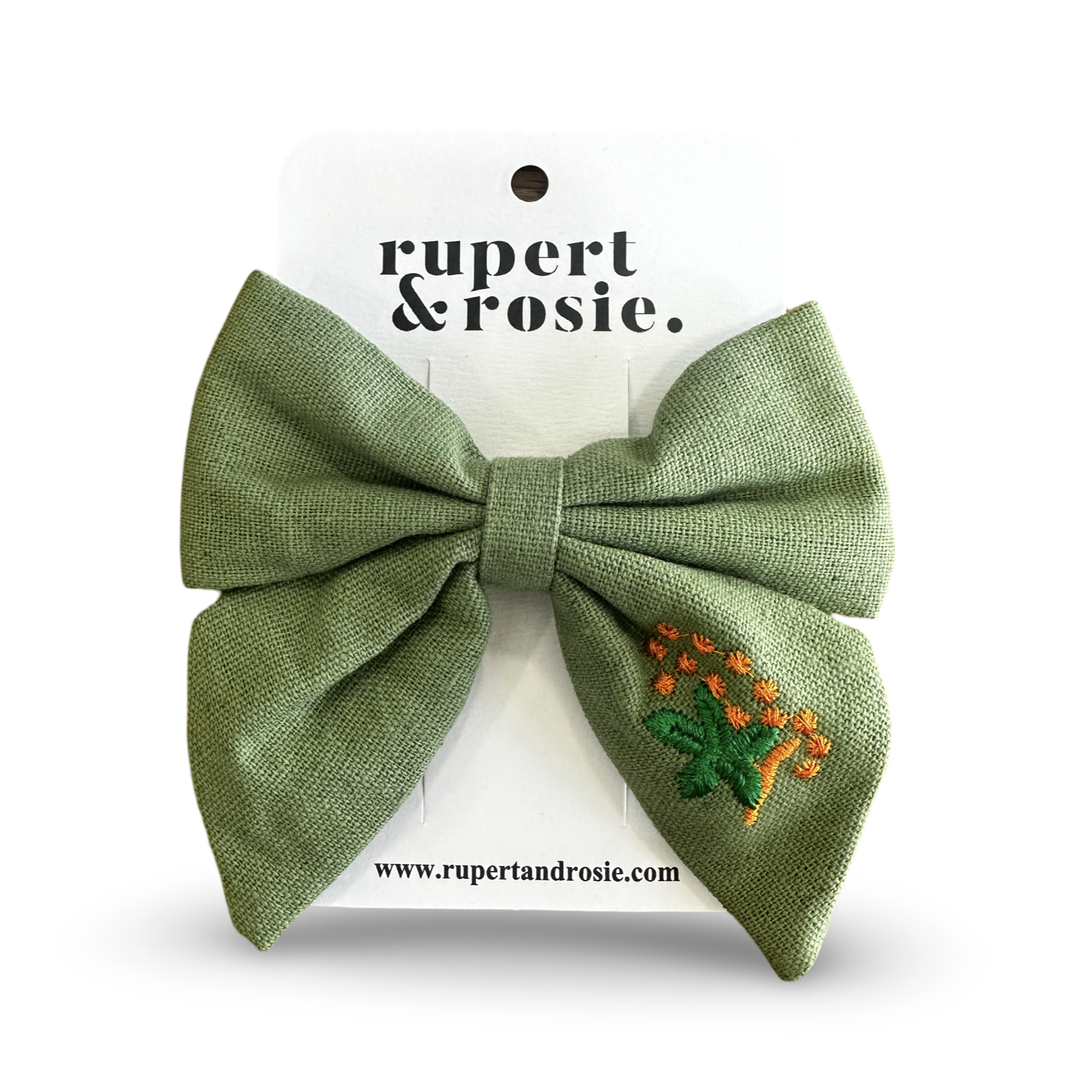 Green & Orange Flower Hair Bow