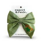 Green & Orange Flower Hair Bow