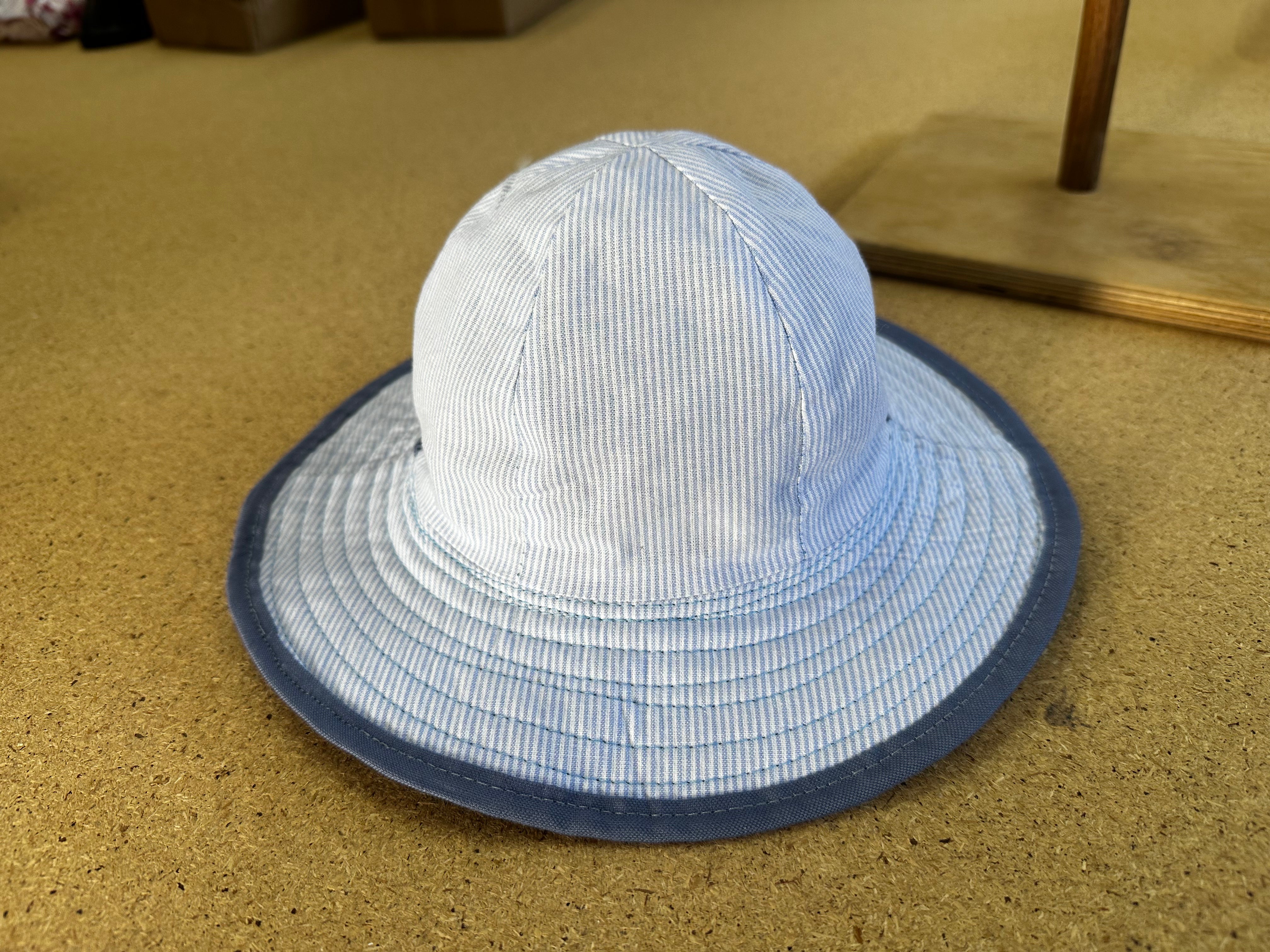 Reversible Sunhat - Denim & Blue candy stripe