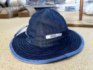 Reversible Sunhat - Denim & Blue candy stripe