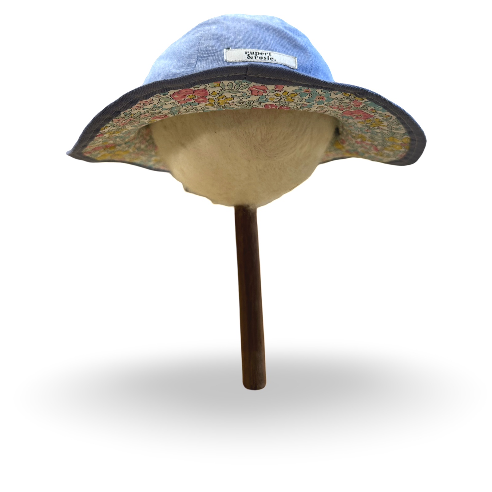 Reversible Sunhat - Floral Garden Liberty & Light Blue Gingham