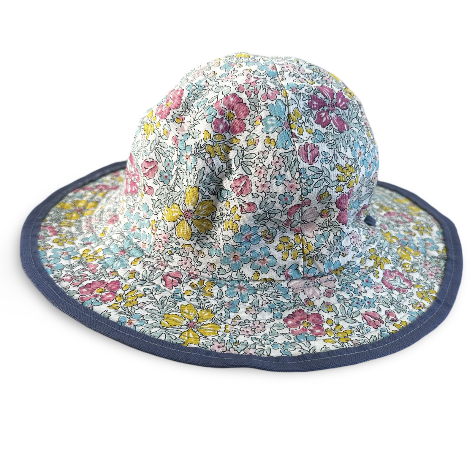 Reversible Sunhat - Floral Garden Liberty & Light Blue Gingham