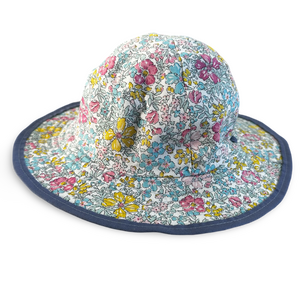 Reversible Sunhat - Floral Garden Liberty & Light Blue Gingham