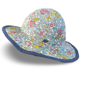 Reversible Sunhat - Floral Garden Liberty & Light Blue Gingham