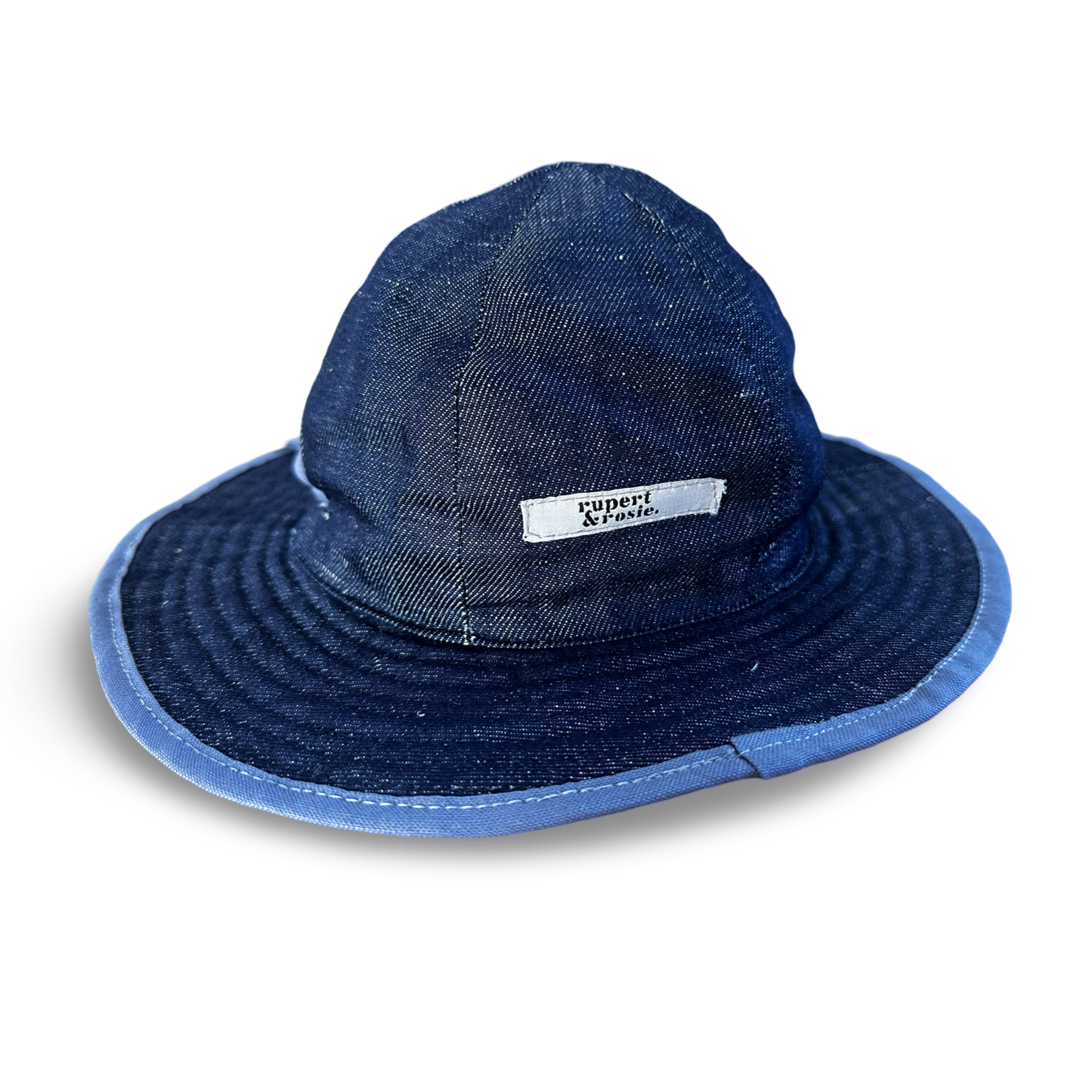 Reversible Sunhat - Denim & Blue candy stripe