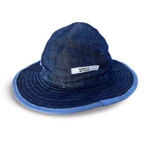 Reversible Sunhat - Denim & Blue candy stripe