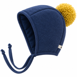 Winter Bonnet - Slate with Citrus Pom Pom