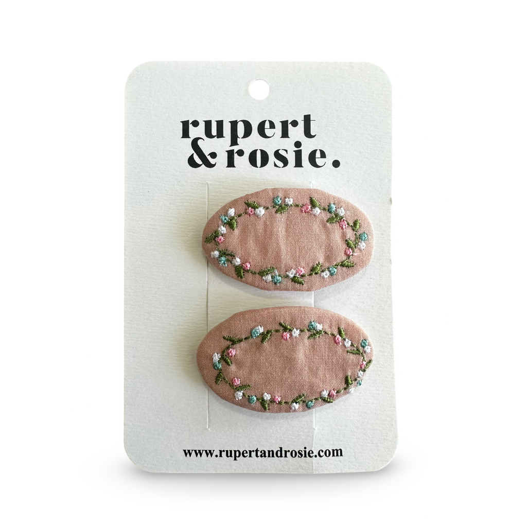 Petite Pink Flower Hair Clips