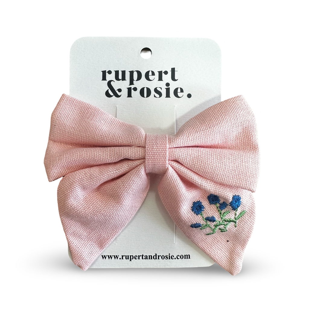 Pink & Blue Flower Hair bow