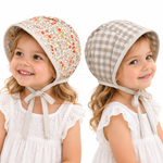 Reversible Sun Bonnet - Stone & Classic Floral garden