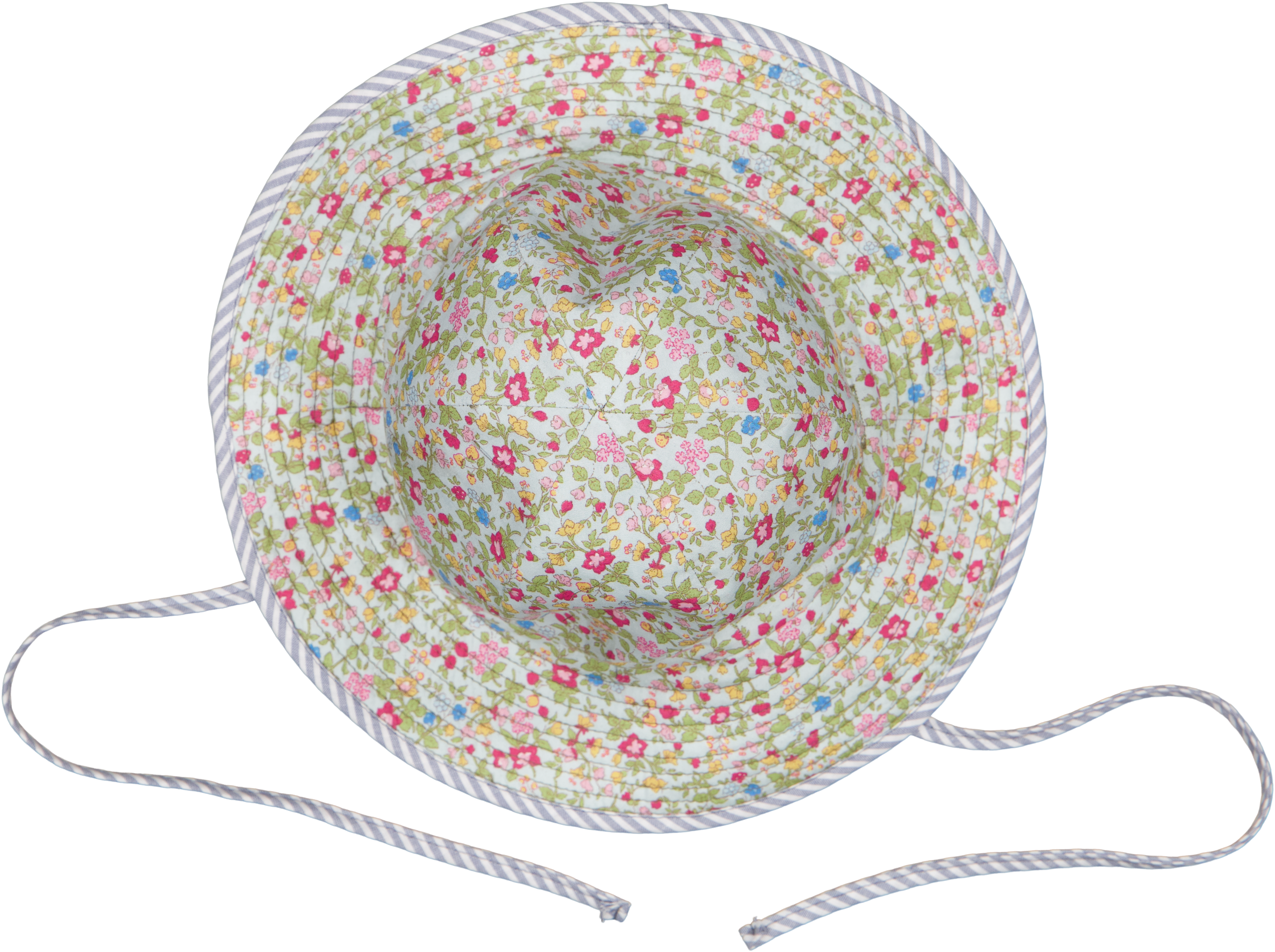 Reversible Sunhat - Spring Blossom & Den Yarn Dyed Stripe