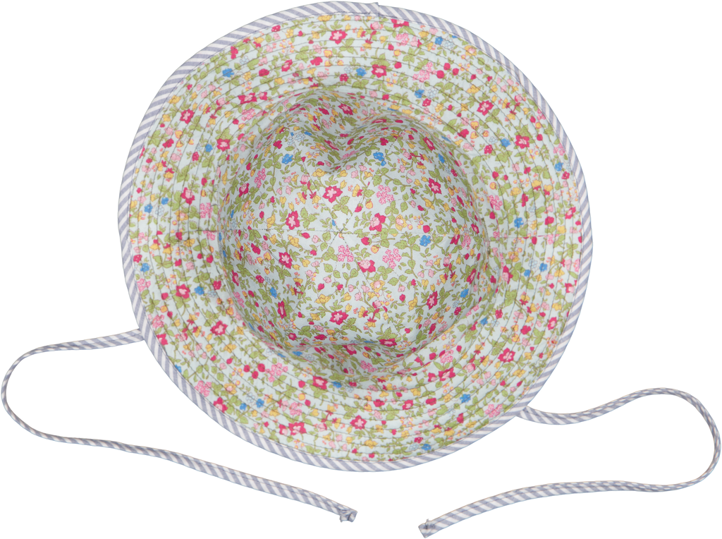 Reversible Sunhat - Spring Blossom & Den Yarn Dyed Stripe