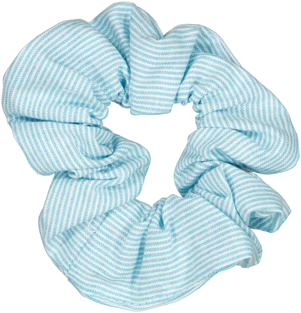 Scrunchie - Turquoise Yarn Dye Stripe  (Large)