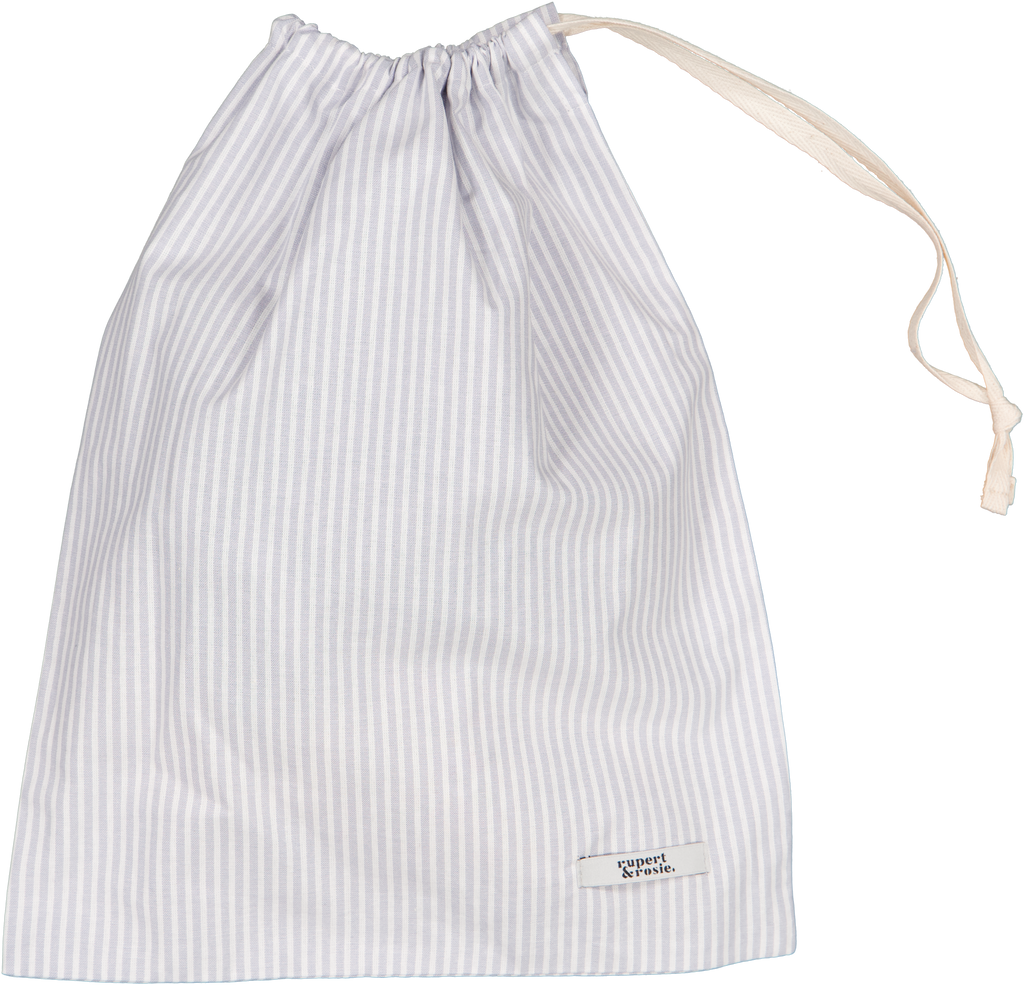 Large Draw Cord bag Silver yarn Dye Stripe
