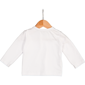 Frankie Long Sleeve Tee - White with Grey Pocket