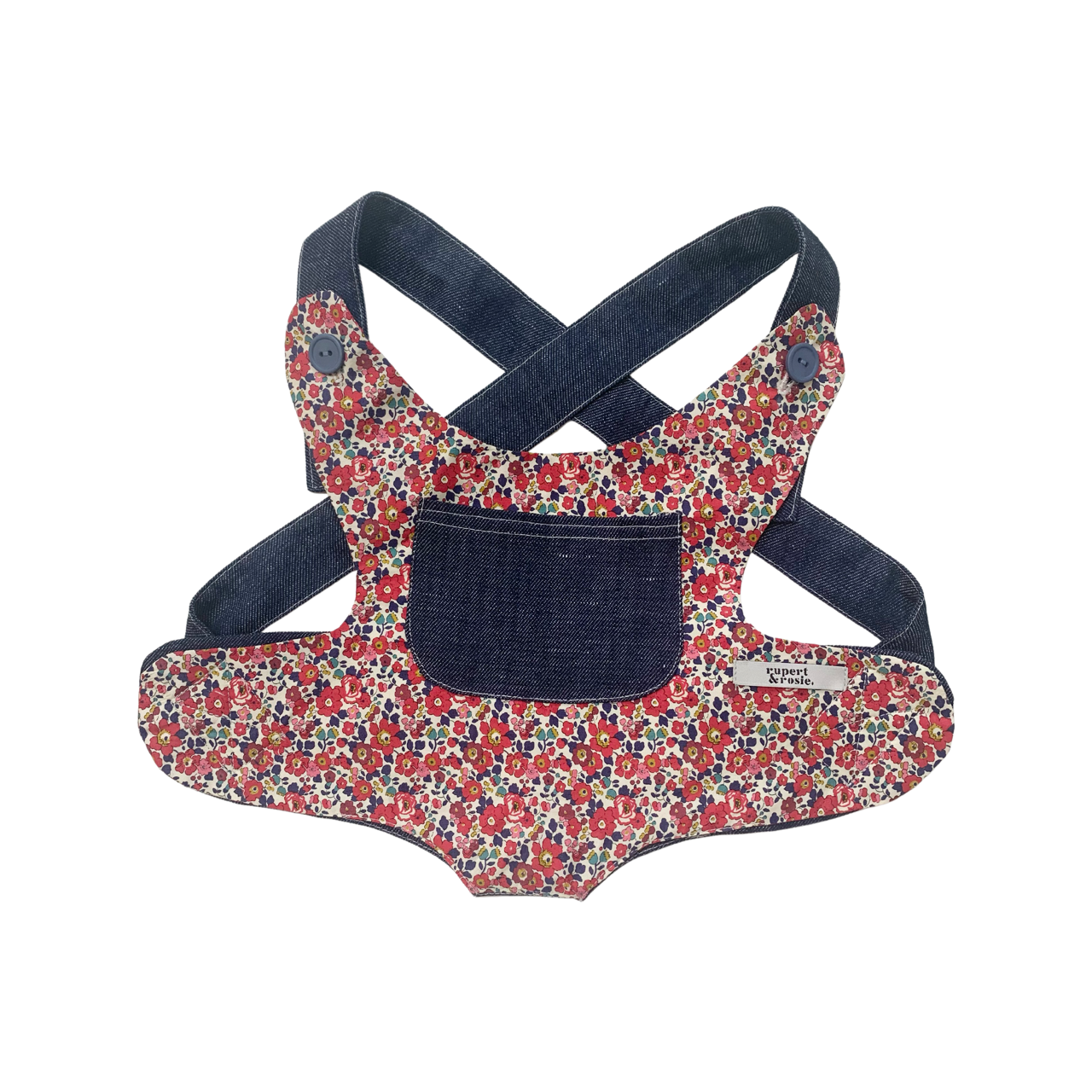 Red Liberty Ditsy with Dark Denim Babydoll Carrier