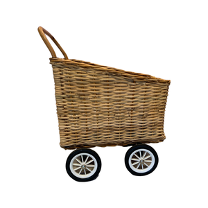 Hand Woven Cane Shopping Trolley