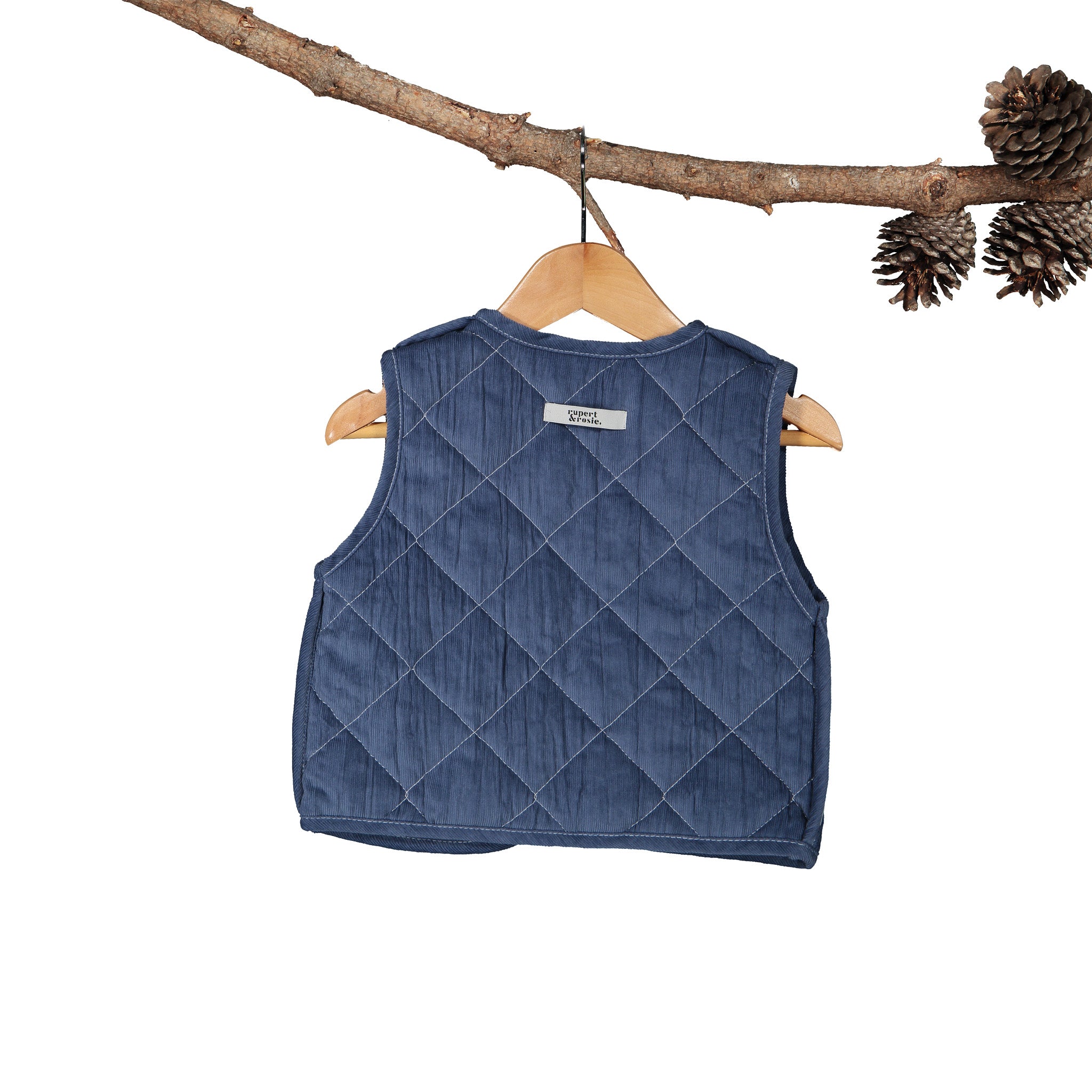 Reversible Gilet - Air-Force Blue Corduroy with Navy Stripe