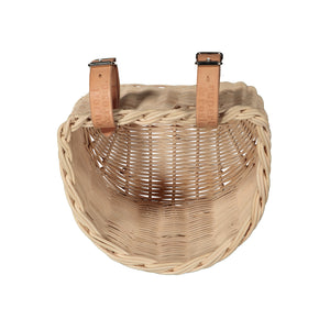 Hand-woven Cane Bike Basket With Leather Straps