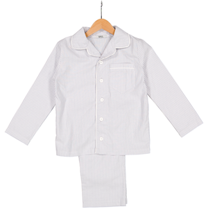 Kids Pyjama Set - Pure Yarn Dyed Cotton with Silver Stripe