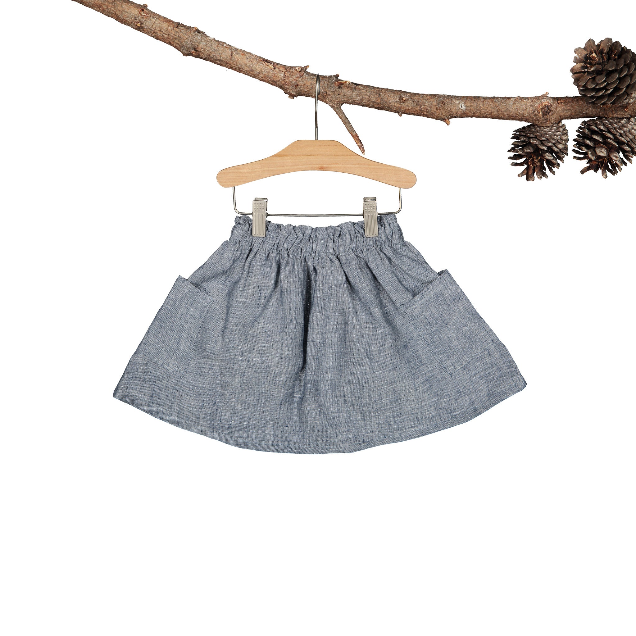 Flora Skirt - Indigo Linen