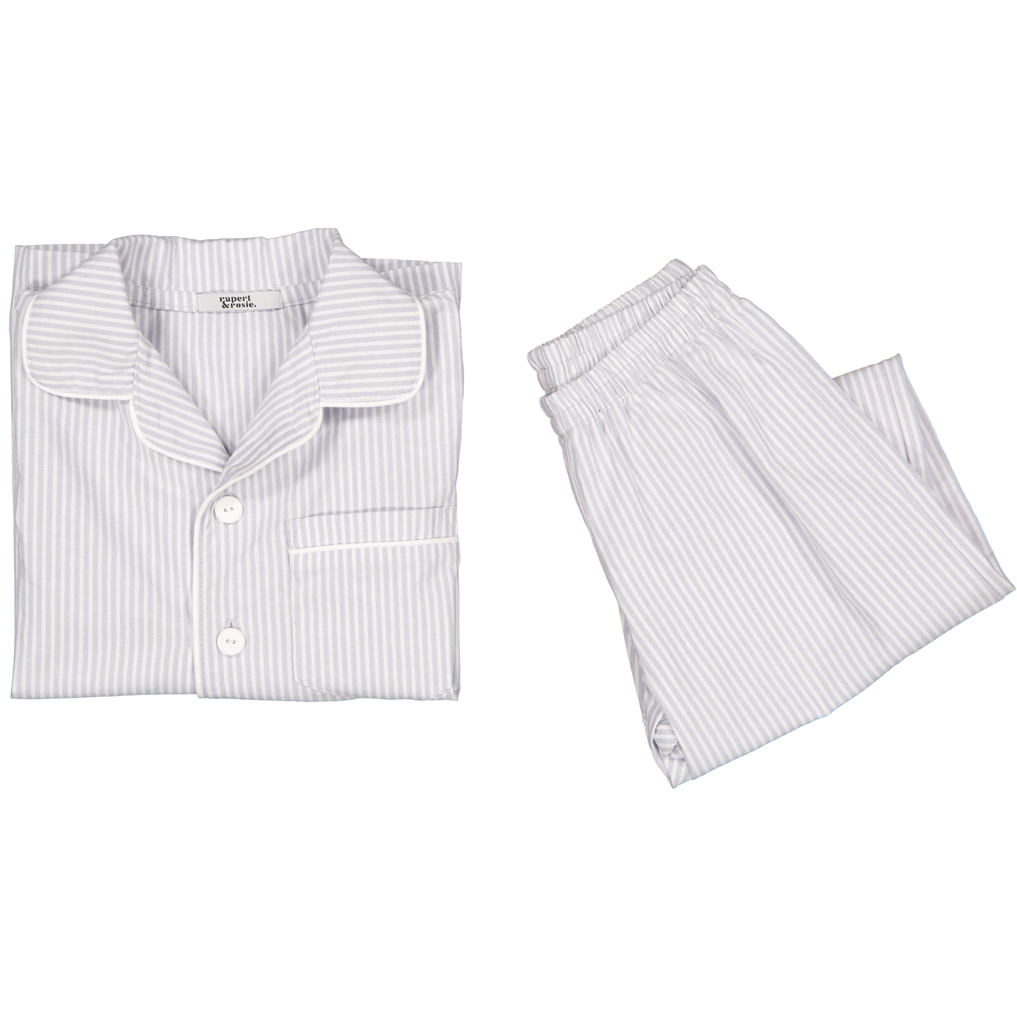Kids Pyjama Set - Pure Yarn Dyed Cotton with Silver Stripe