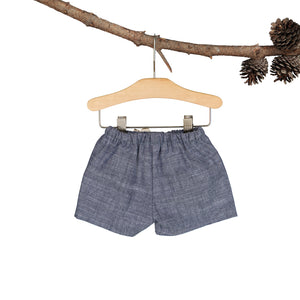 Summer Shorts - Blue Cotton Slub